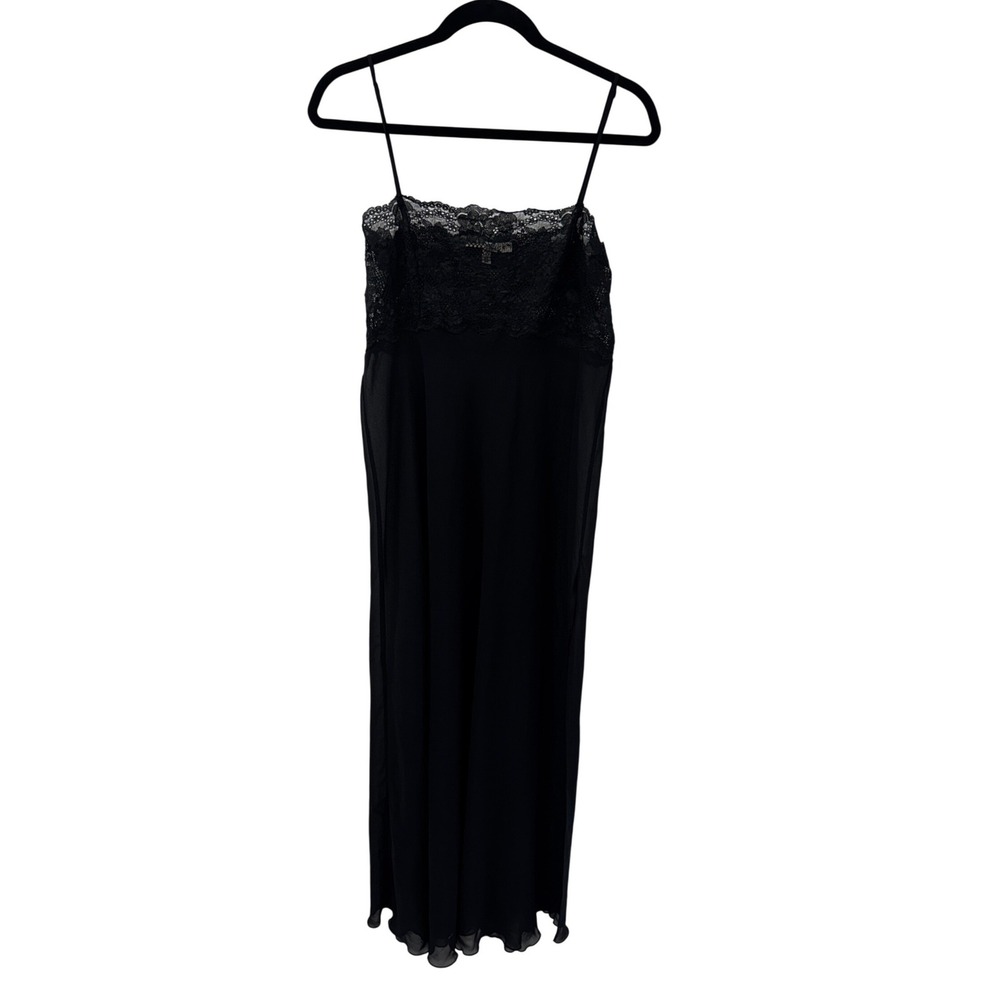 Victoria's Secret Vintage Black Lace Slip Dress Nightgown Y2K Coquette Sheer L